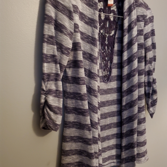 Purple Striped Lace No Boundaries Cardigan - Size L (11/13) - Picture 5 of 15